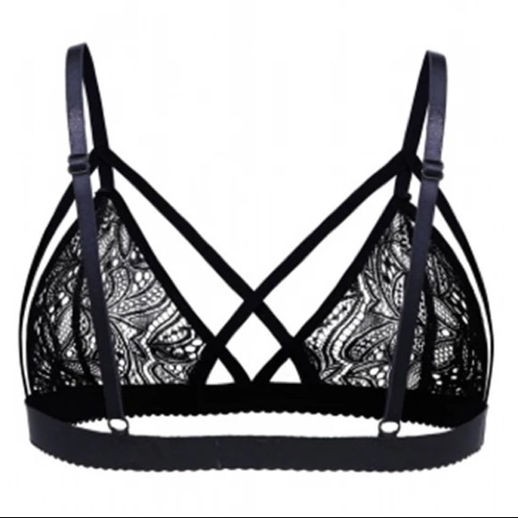 Black Lace Double Strap Wire Free Bra NWT - Picture 8 of 8